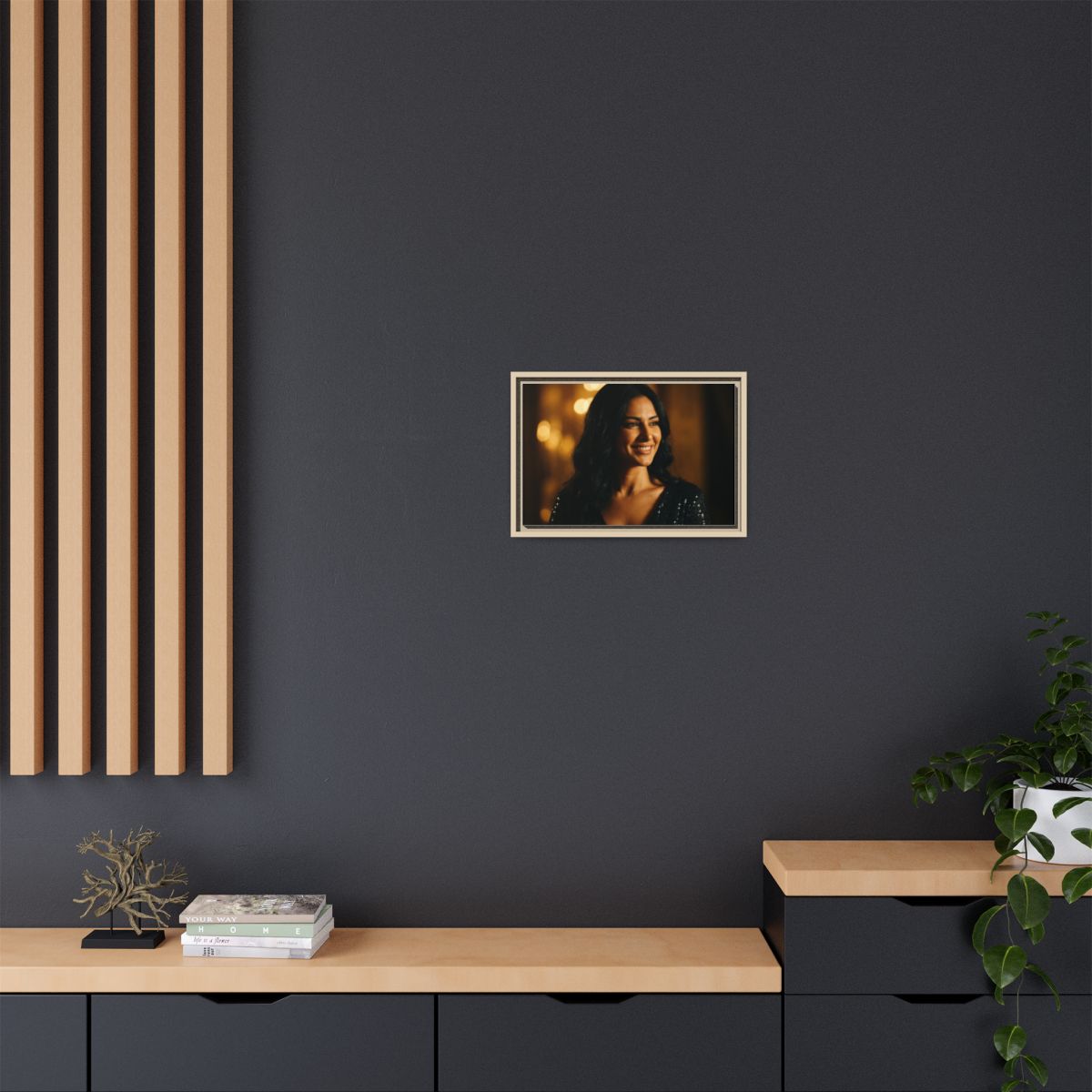 Framed Canvas Art - Golden Glamour — Natural / 1.25"