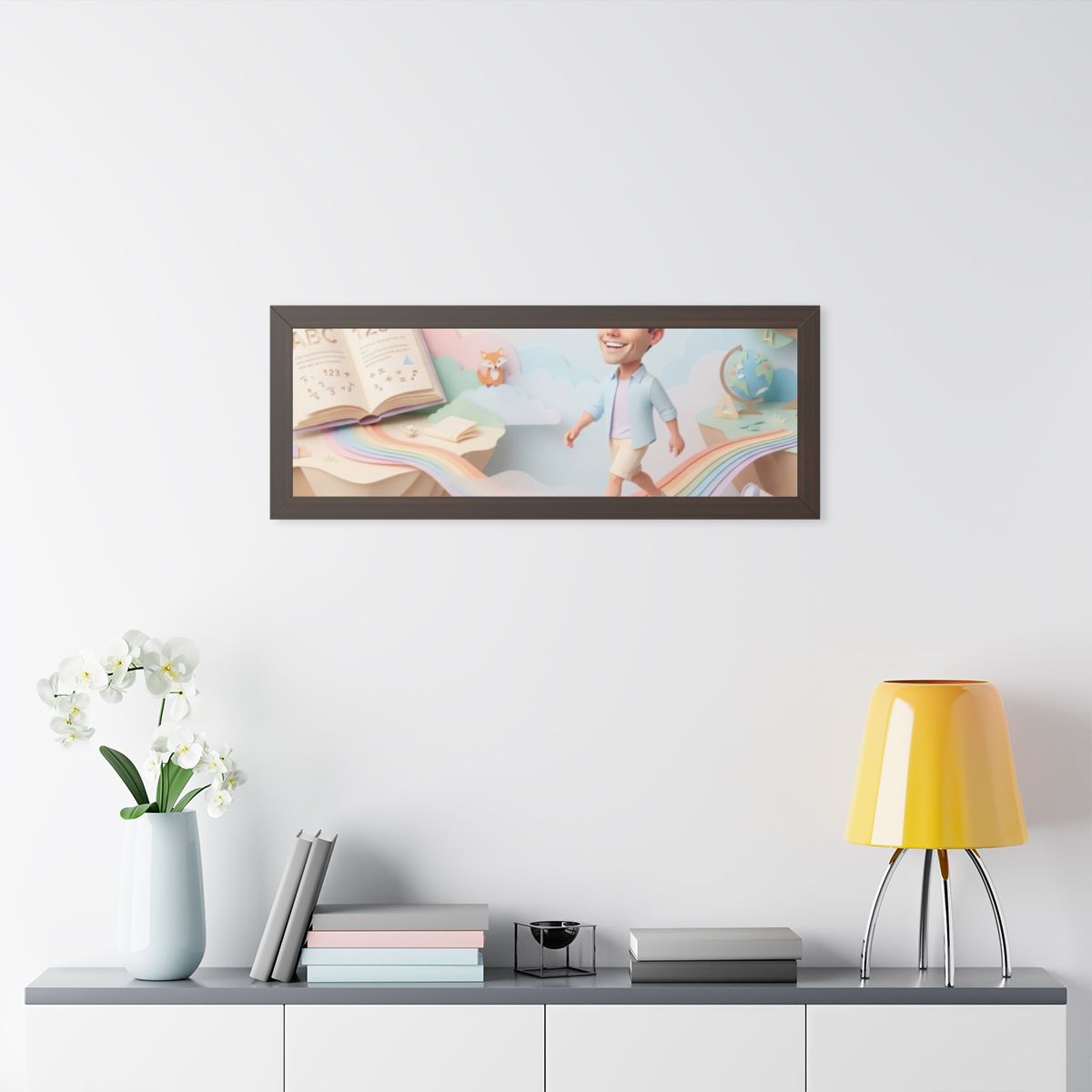 Framed Horizontal Poster - Rainbow Odyssey — Walnut (14×11...