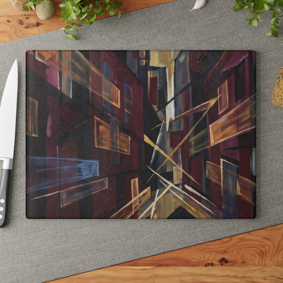 Glass Cutting Board - Urban Angles | Echovira Gallery