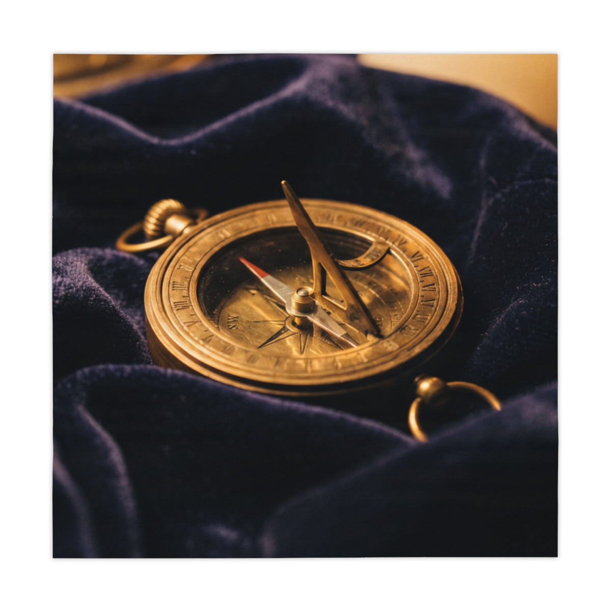 Vintage Brass Sundial Compass Tablecloth