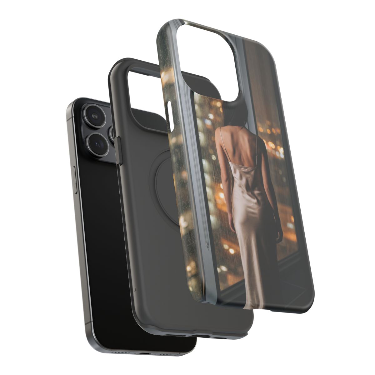 Impact-Resistant Apple iPhone Cases - Rainy City Lights Silk Gown | iPhone 17 Pro Max, 17 Pro, 17 Air & More