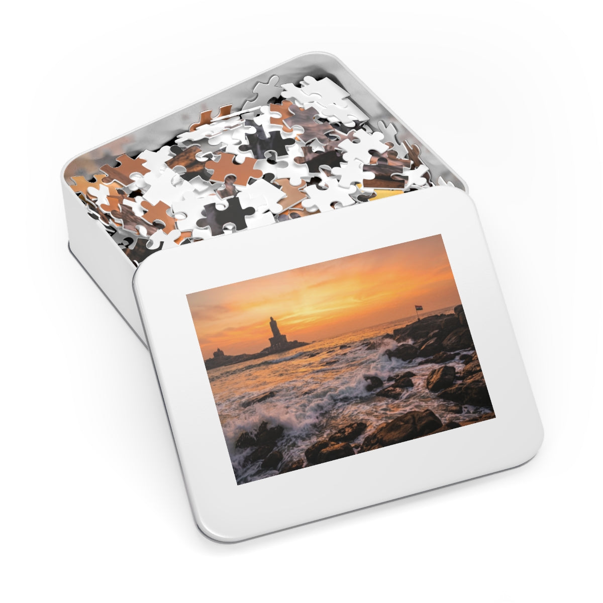 Jigsaw Puzzle with Tin - Coastal Sunrise