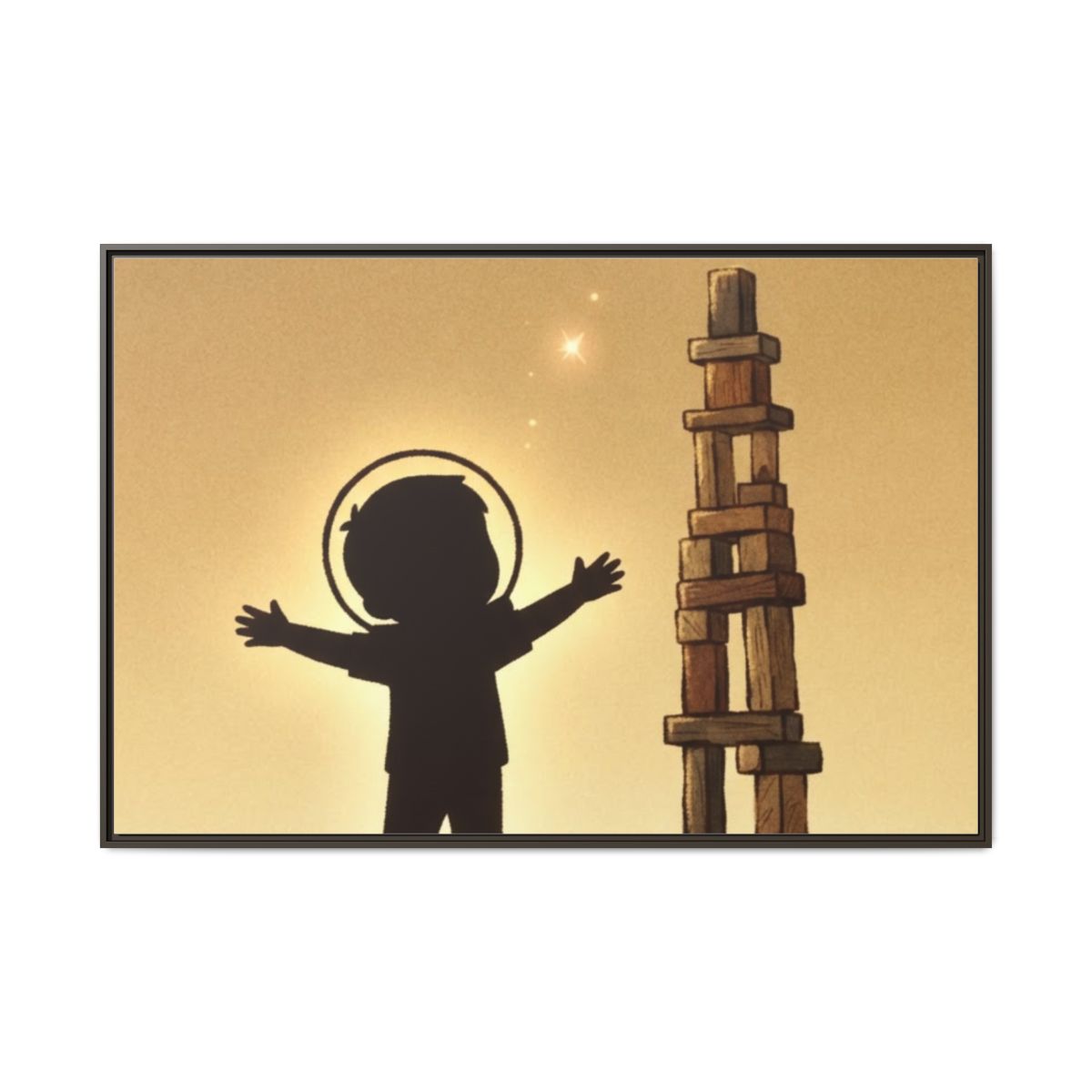 Matte Canvas, Framed - Dreaming Under Crescent Moon... |...