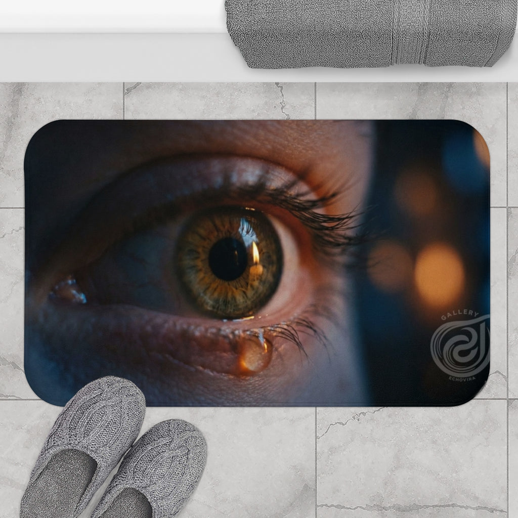 Bath Mat - Golden Tear Cinematic Bath Mat | Echovira Gallery