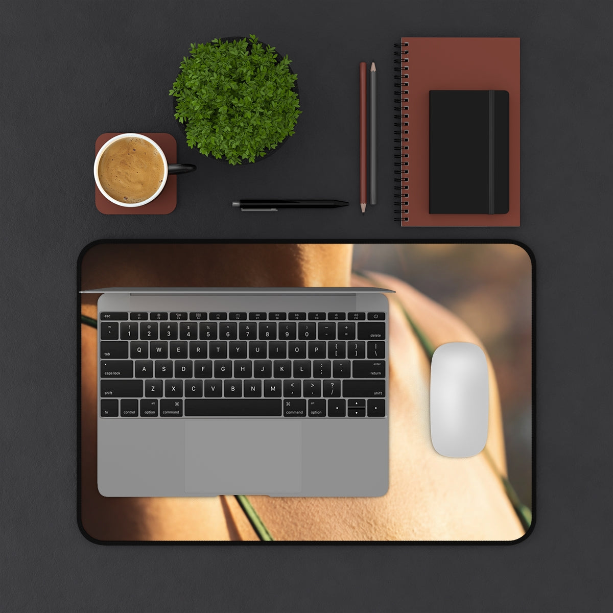 Golden Hour Desk Mat - Emerald Sunset Workspace | Echovira...