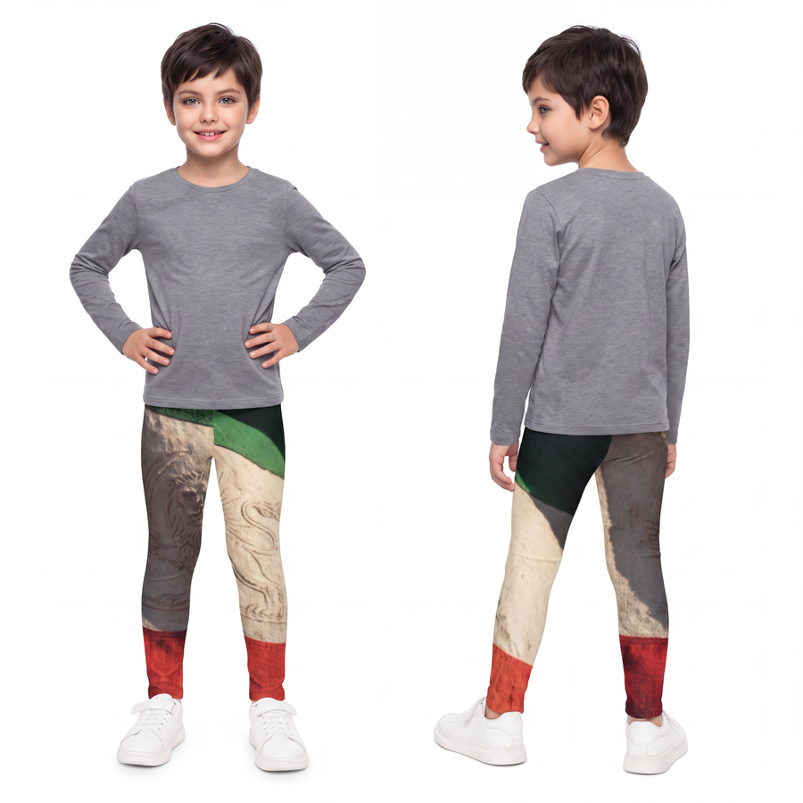 Kids Leggings - Vintage Persian Lion and Sun Heritage Flag