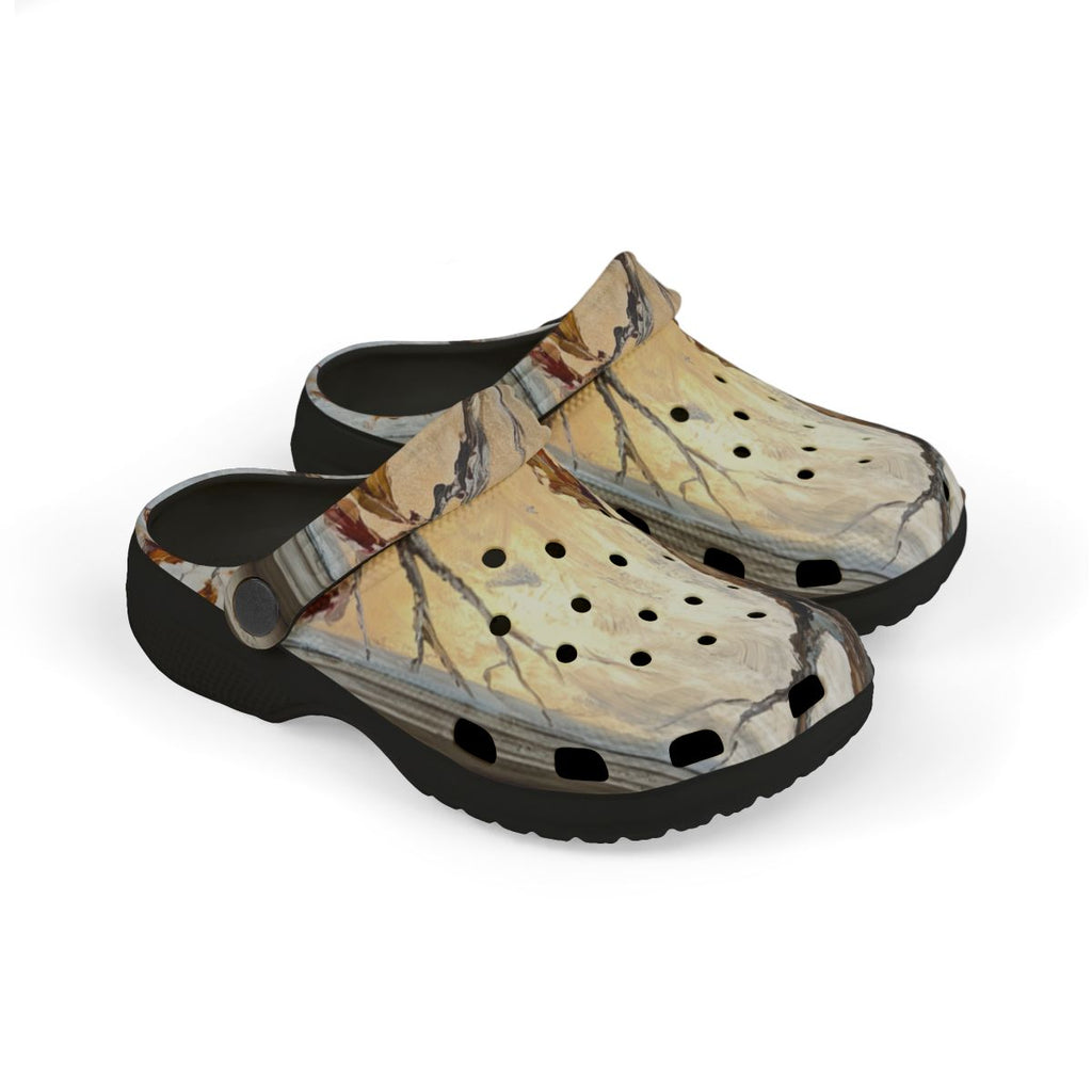 Kids' Clogs with Winter Window Landscape Art
