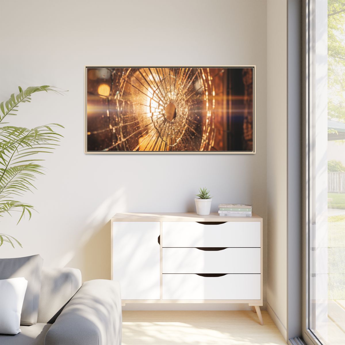 Matte Canvas, Framed - Golden Fractured Art — Natural /... |...