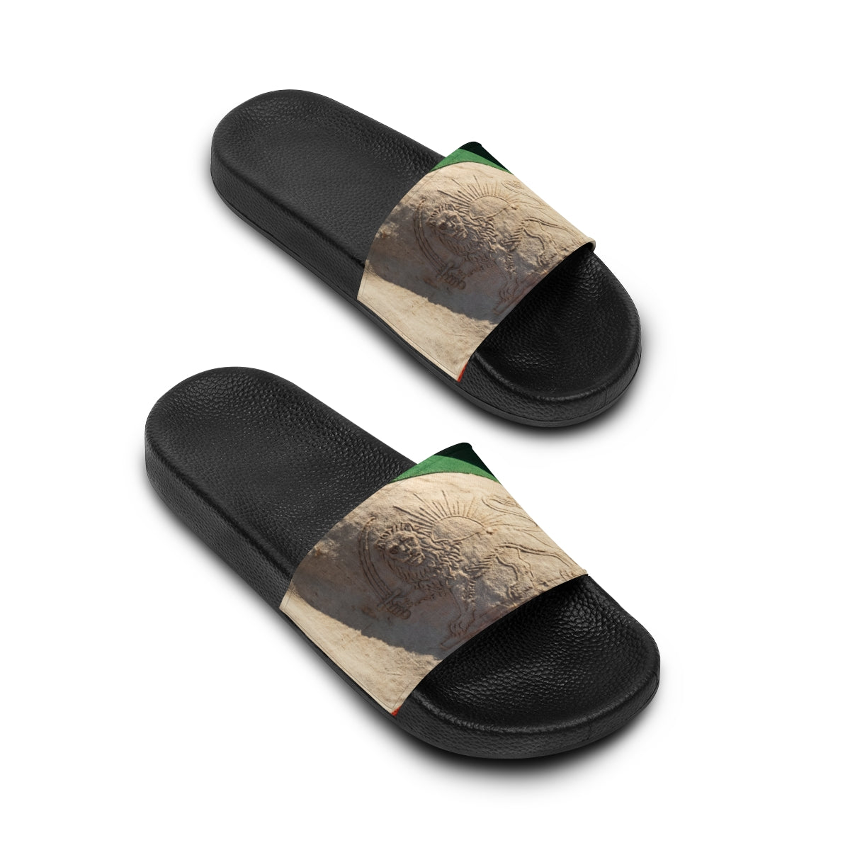 Women's Slide Sandals - Vintage Persian Lion and Sun Flag......