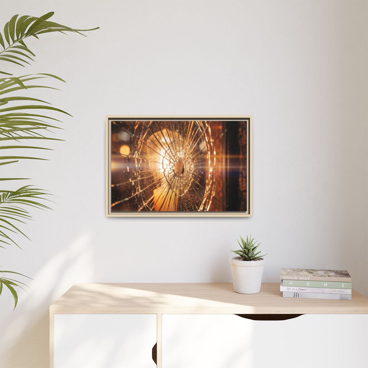 Matte Canvas, Framed - Golden Fractured Art — Natural /... |...