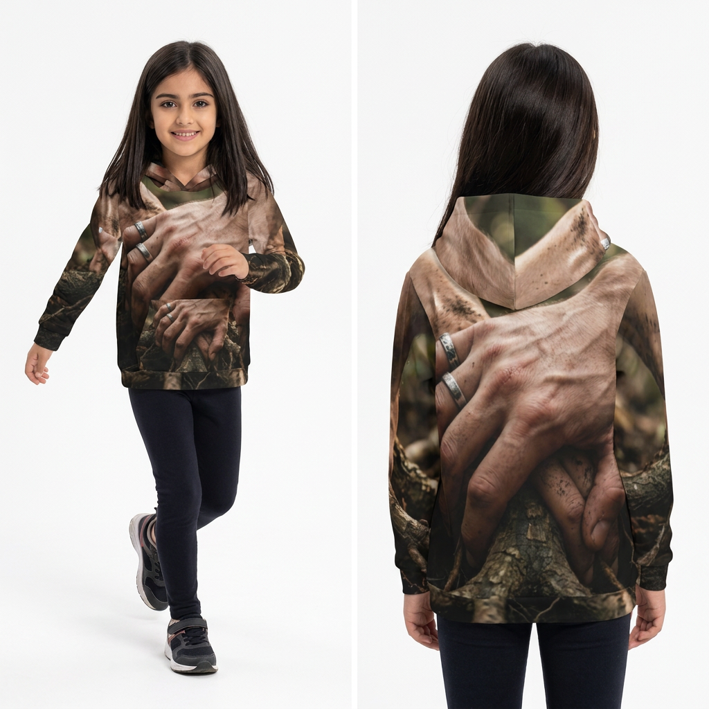 Children's Hoodie with Forest Tree Roots Art