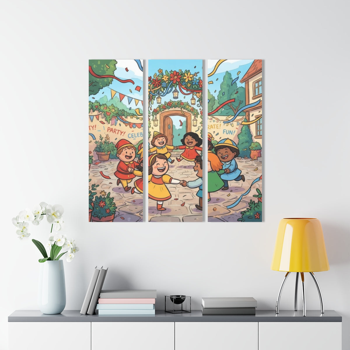 Acrylic Prints Triptych - Courtyard Celebration — Portrait |...