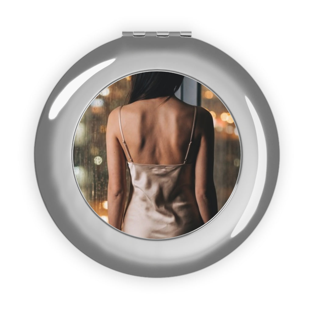 Compact Travel Mirror - Rainy City Shimmer | Echovira...