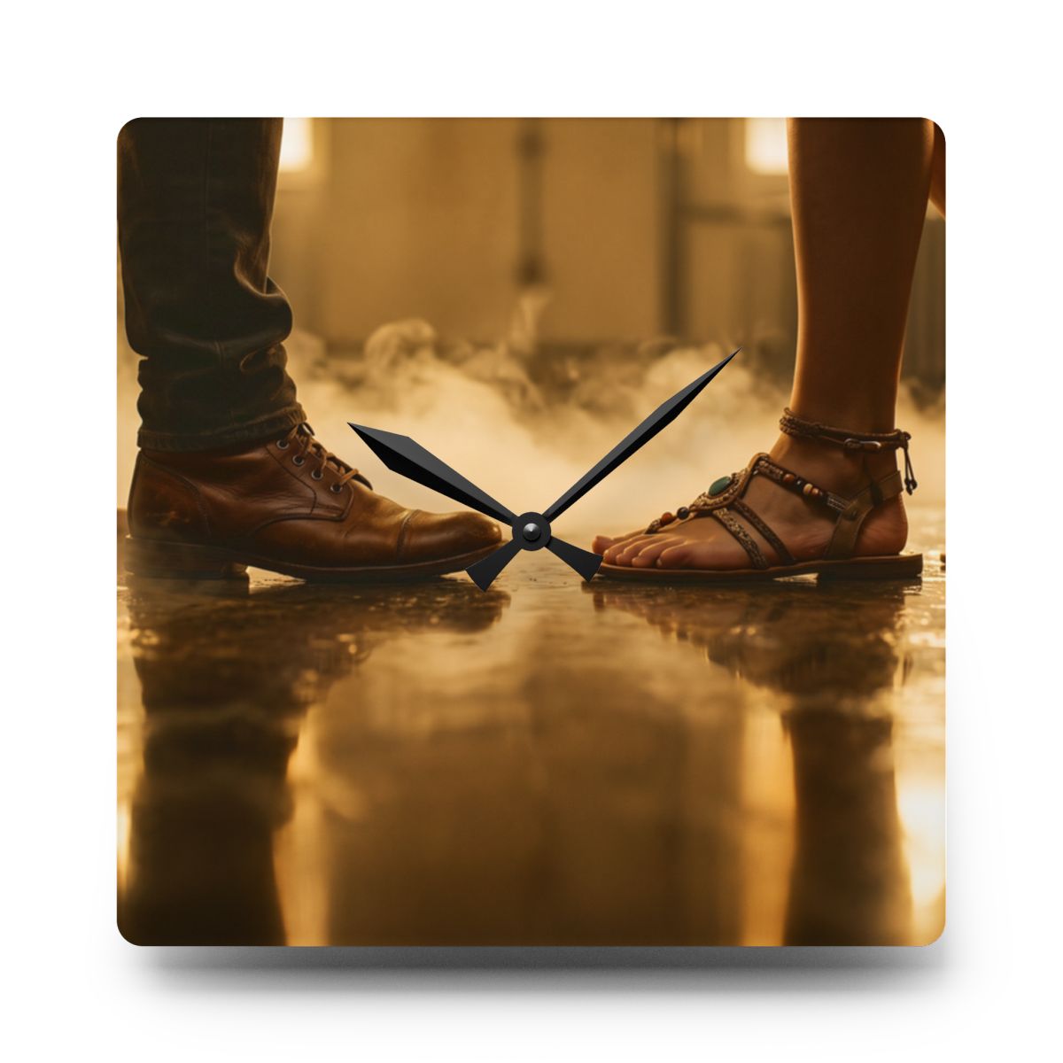 Acrylic Wall Clock - Golden Hour Encounters | Echovira...
