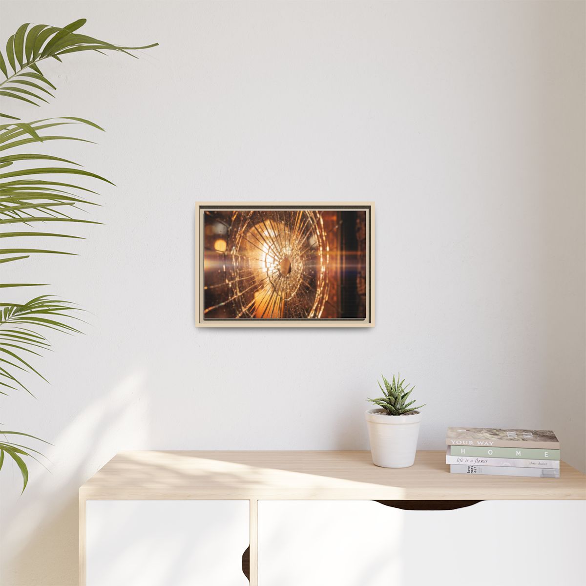 Matte Canvas, Framed - Golden Fractured Art — Natural /... |...