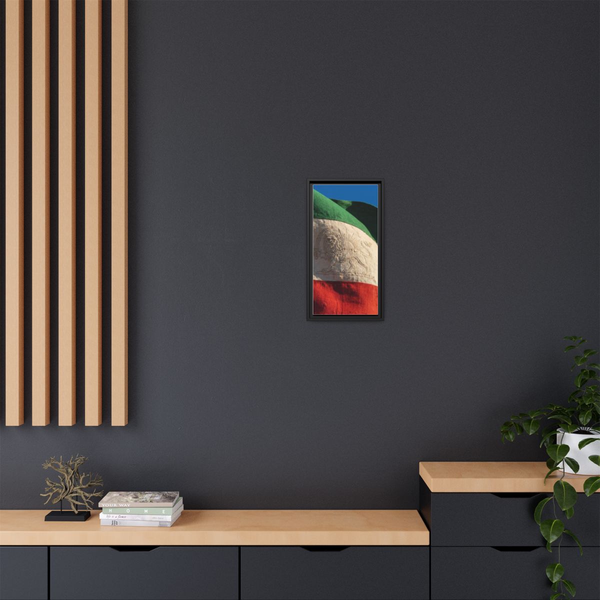 Framed Canvas Art - Distressed Flag — Black / 1.25"