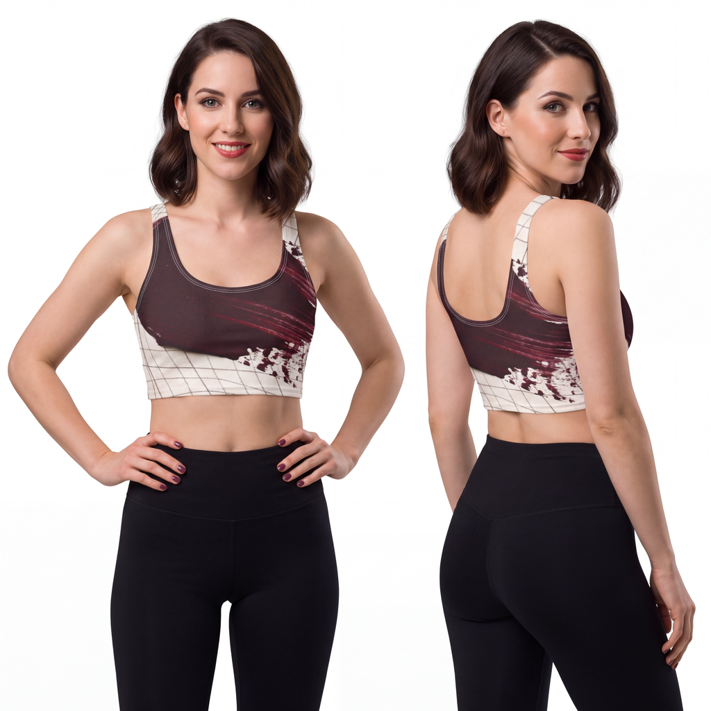 Polyester Sports Bra - Crimson Flow | Echovira Gallery