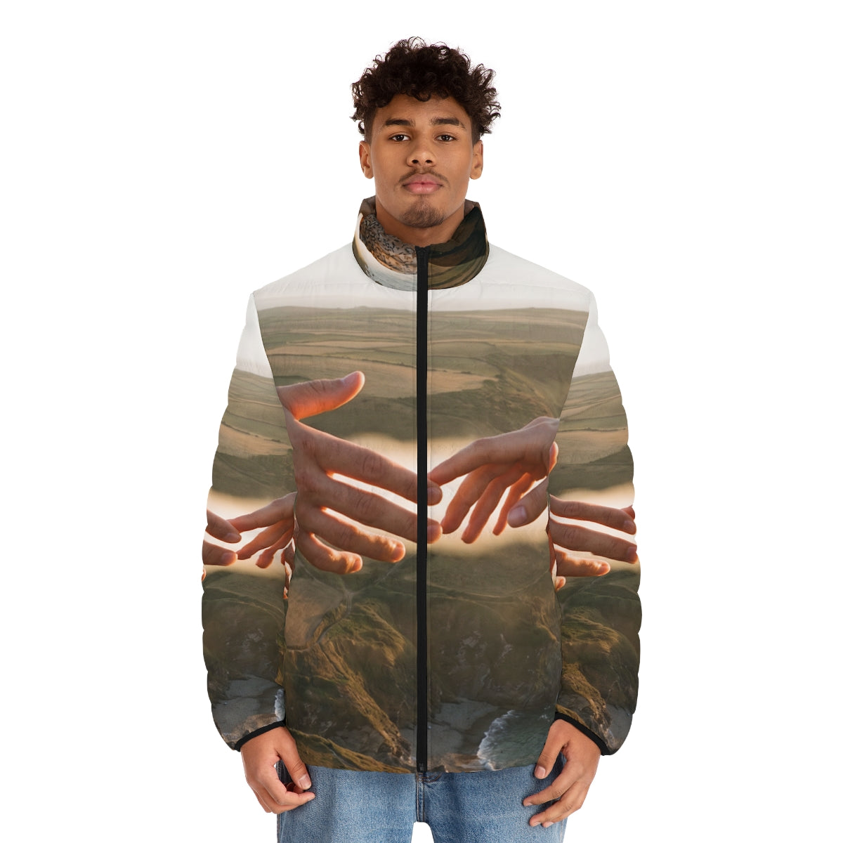 Men's Puffer Jacket - The Infinite Touch | Ethereal Coastal...