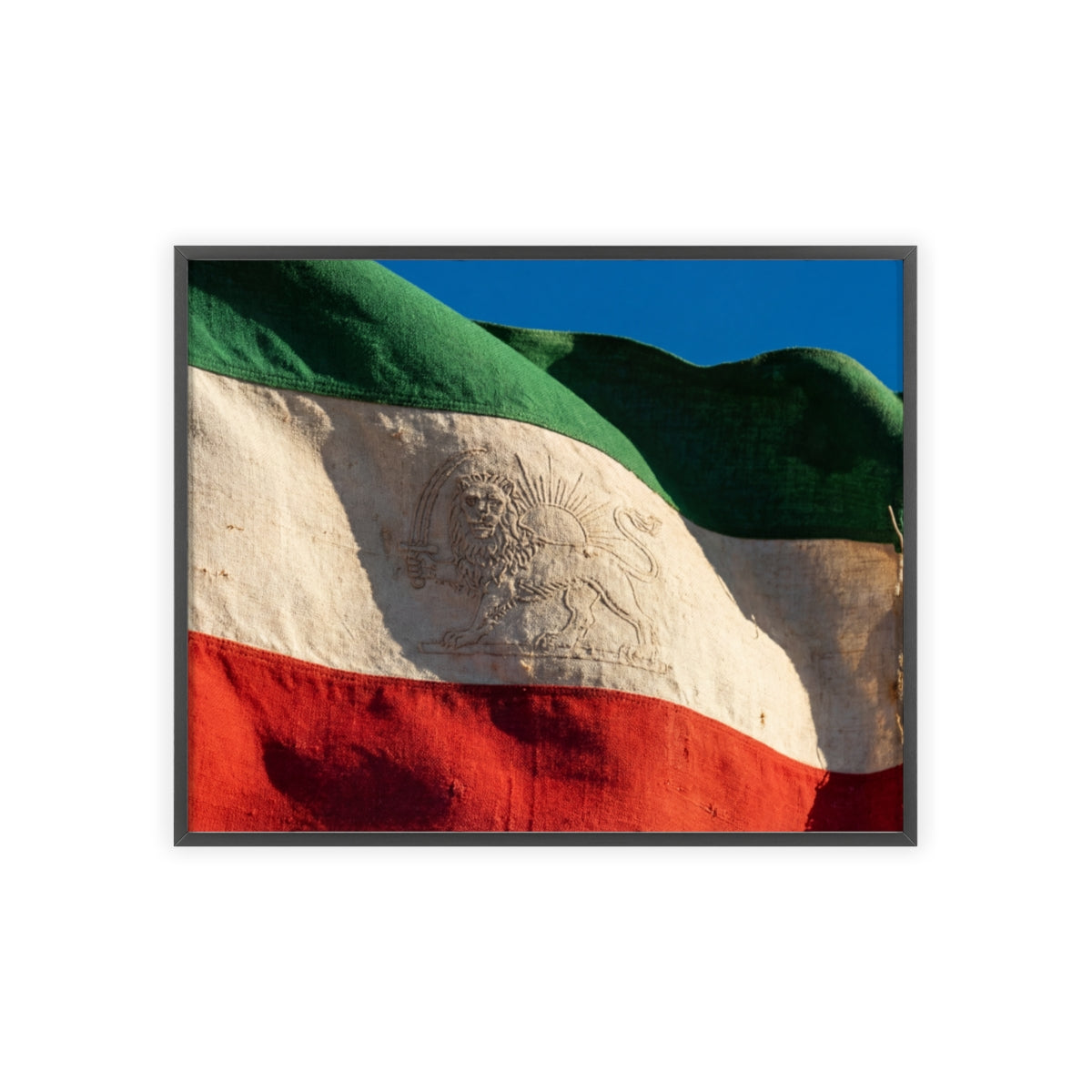 Wood Framed Poster - Vintage Flag — Landscape