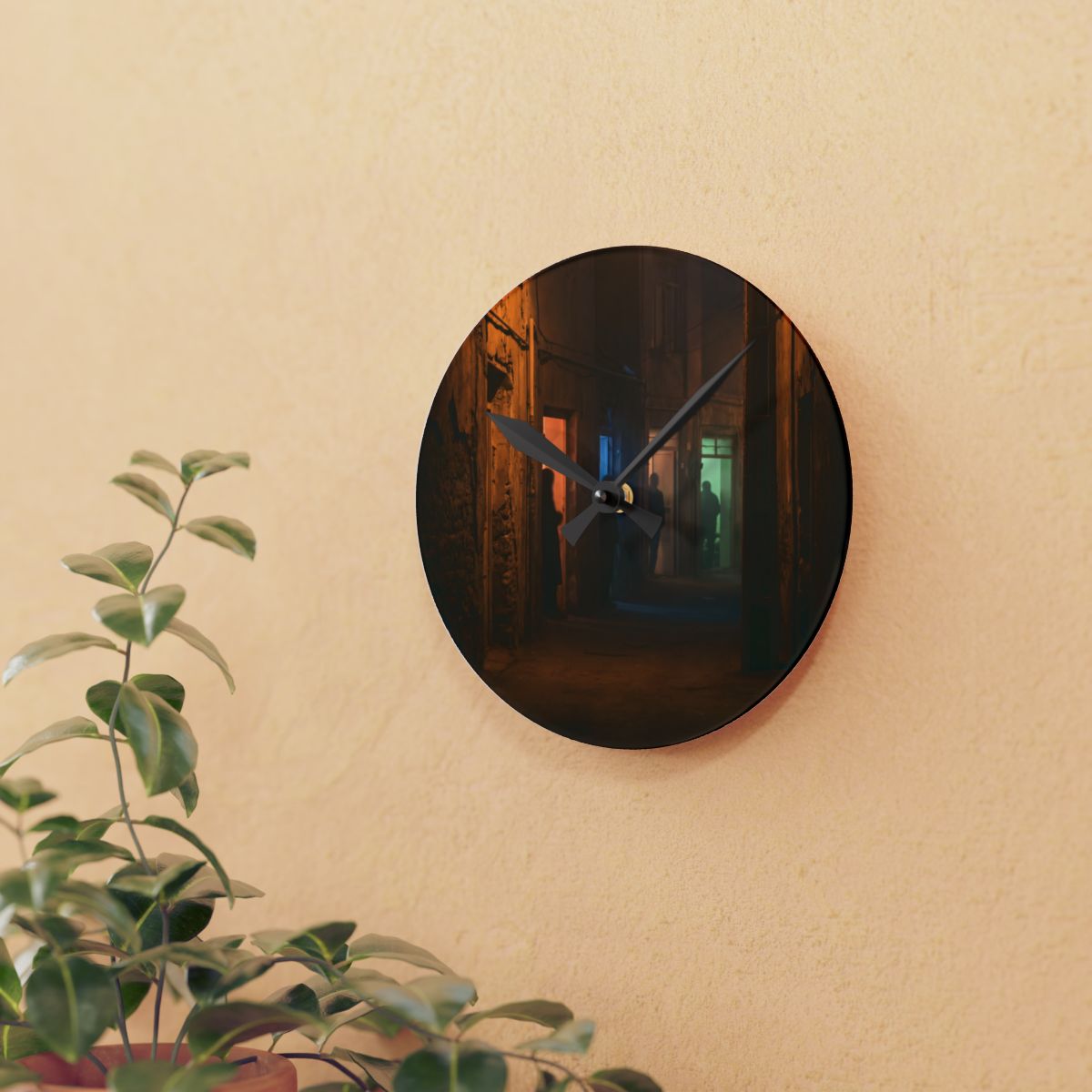 Acrylic Wall Clock - Midnight Glow Silhouette | Echovira...