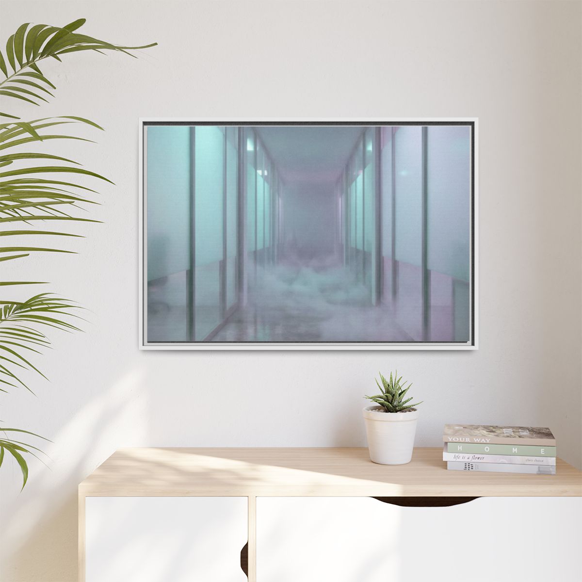 Matte Canvas, Framed - Liminal Corridor Fog Art Print —... |...