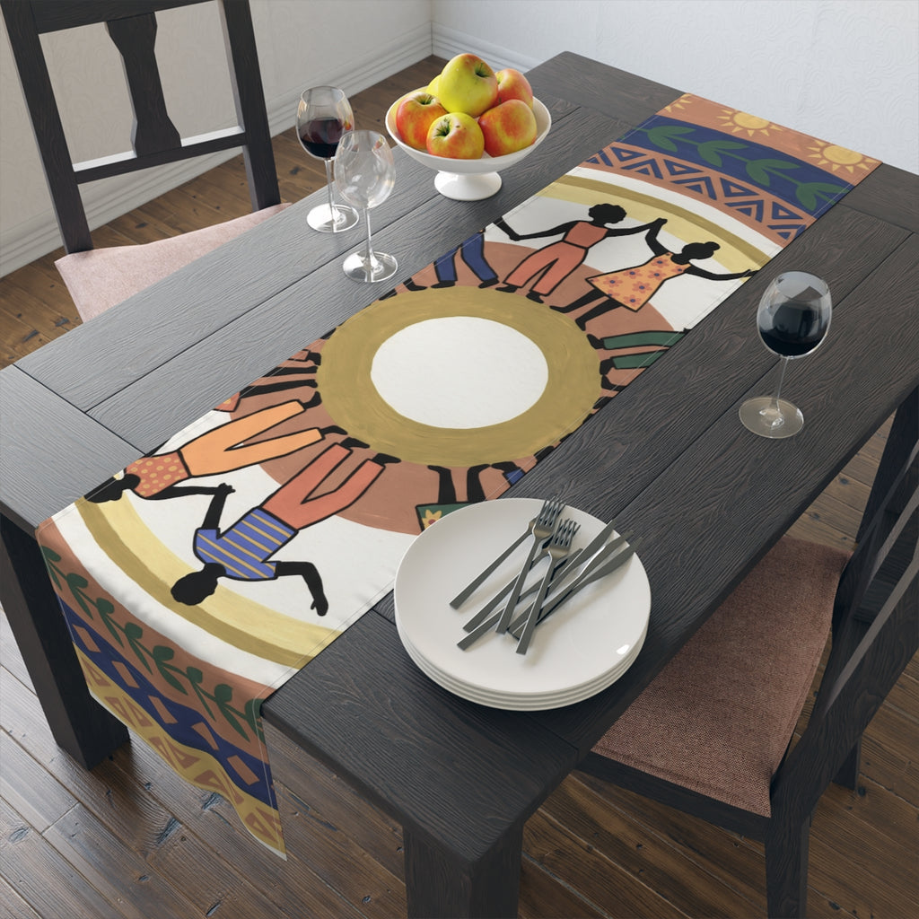 Table Runner - Unity Mandala Folk Art | Echovira Gallery