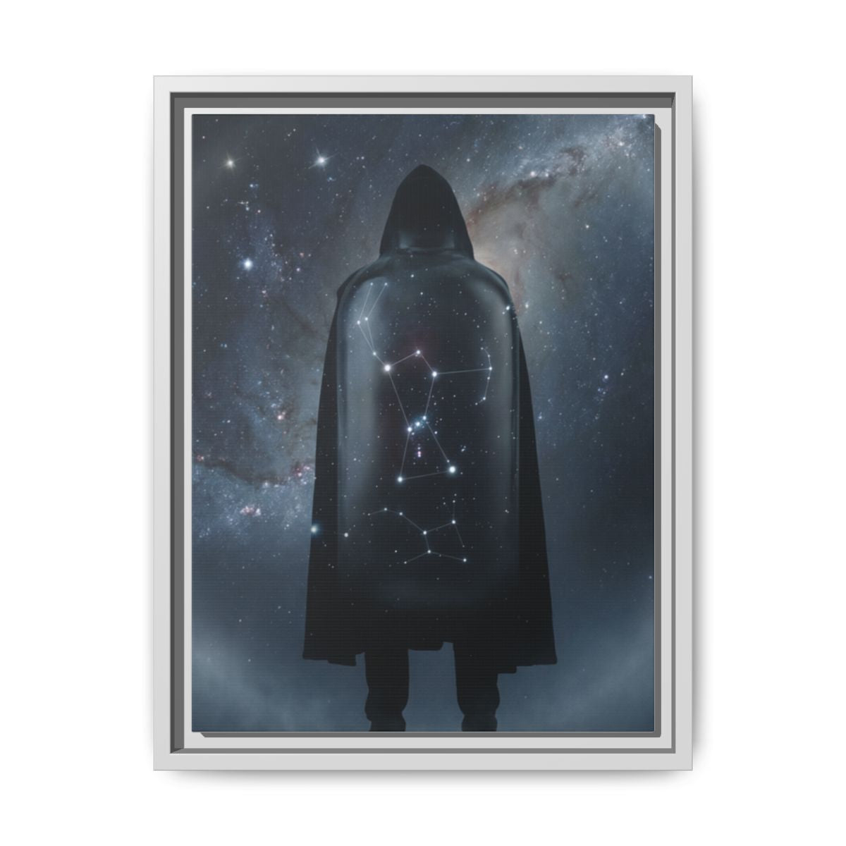 Framed Matte Canvas - Cosmic Sentinel — White / 1.25" (8×10, 9×12, 11×14, 12×16, 10×20, 12×18, 16×20, 16×24, 18×24, 12×36, 20×24, 16×32, 20×30, 24×30, 24×32, 16×48, 24×36, 24×48, 30×40, 20×60, 32×48, 30×60 & 40×60)