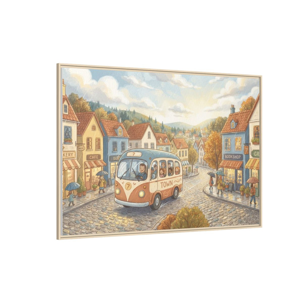 Matte Canvas Framed - Cozy Town Bus — Natural / 1.25" (10×8...