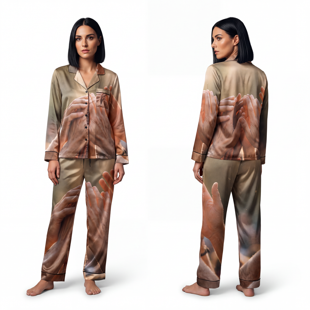 Women's Satin Pajamas - Golden Rays of Unity Wall Art |...