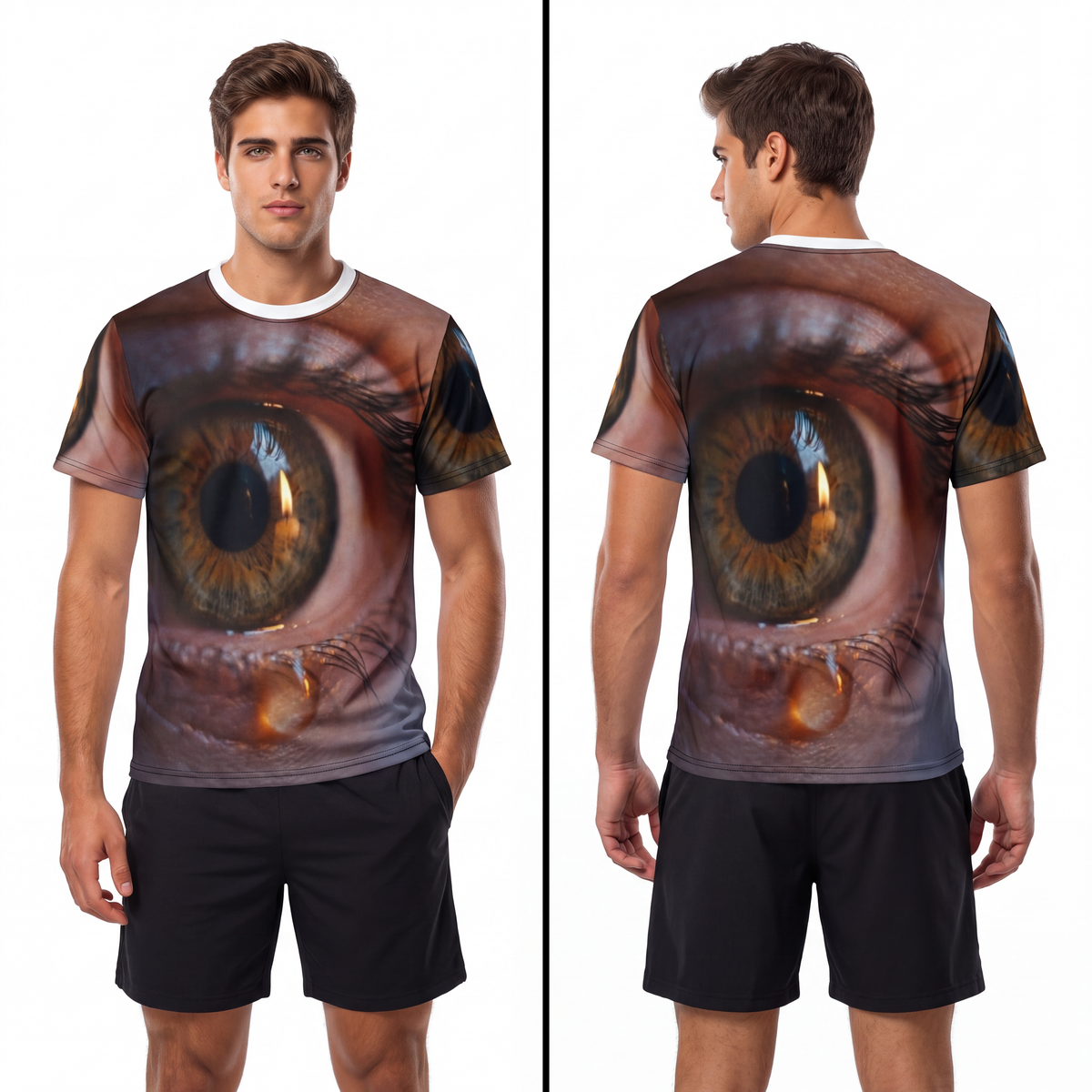 Men's Unisex Cut & Sew Tee - Amber Iris Reflection Fine Art...