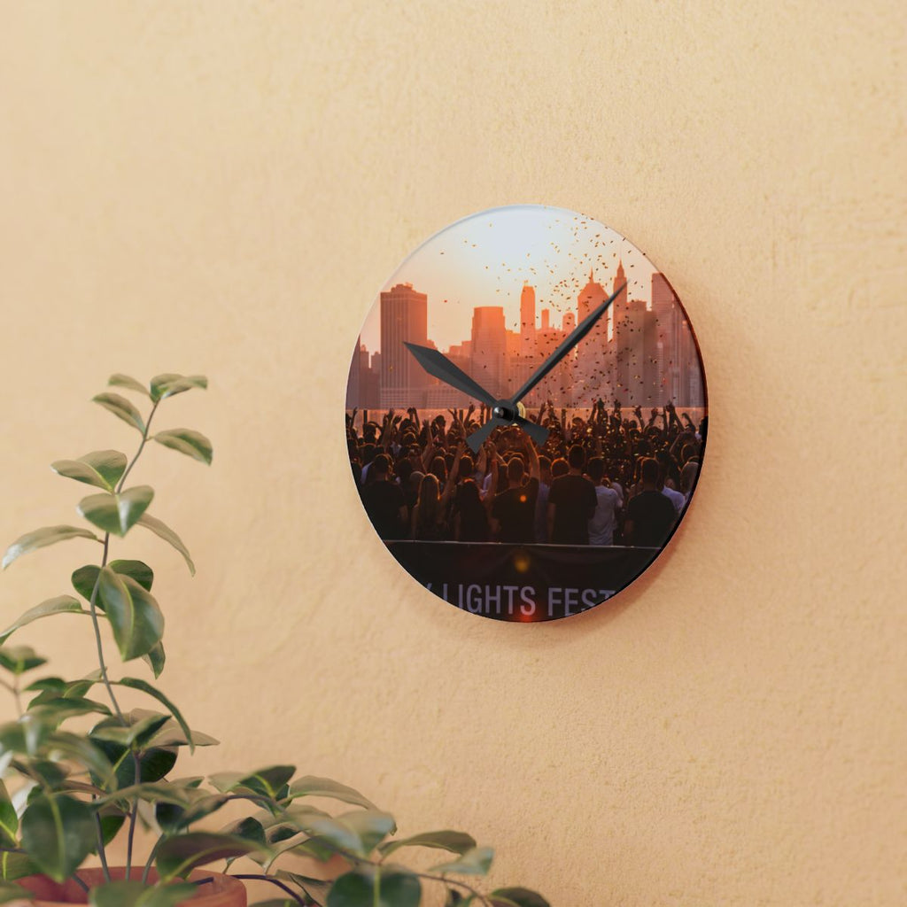 Acrylic Wall Clock - City Lights Festival | Echovira Gallery