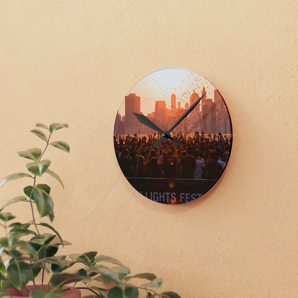 Acrylic Wall Clock - City Lights Festival | Echovira Gallery