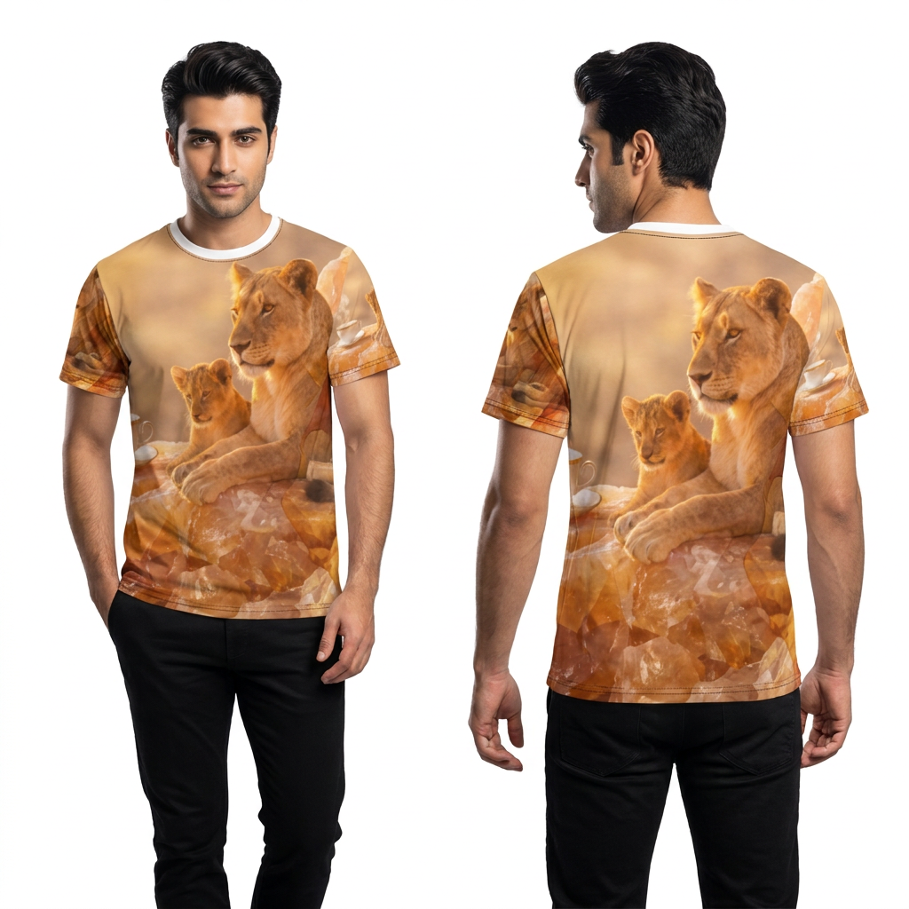 Men's Lioness and Cub Cut & Sew Tee