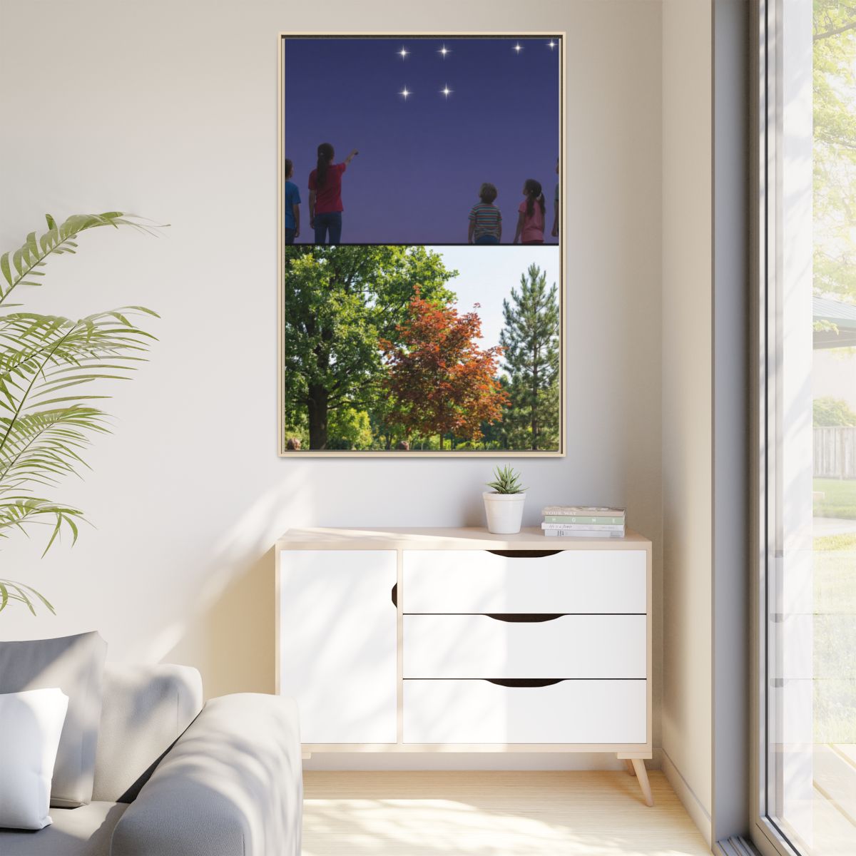 Matte Canvas, Framed - Stardust & Forest Discovery — Natural...