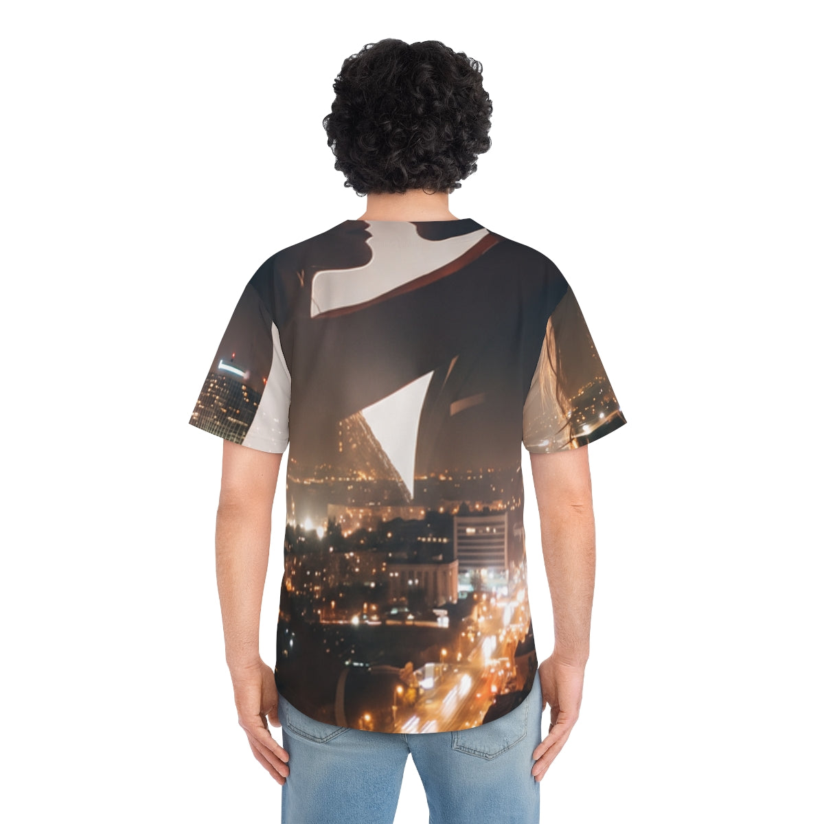 Men's Baseball Jersey - Midnight City Skyline | Echovira...