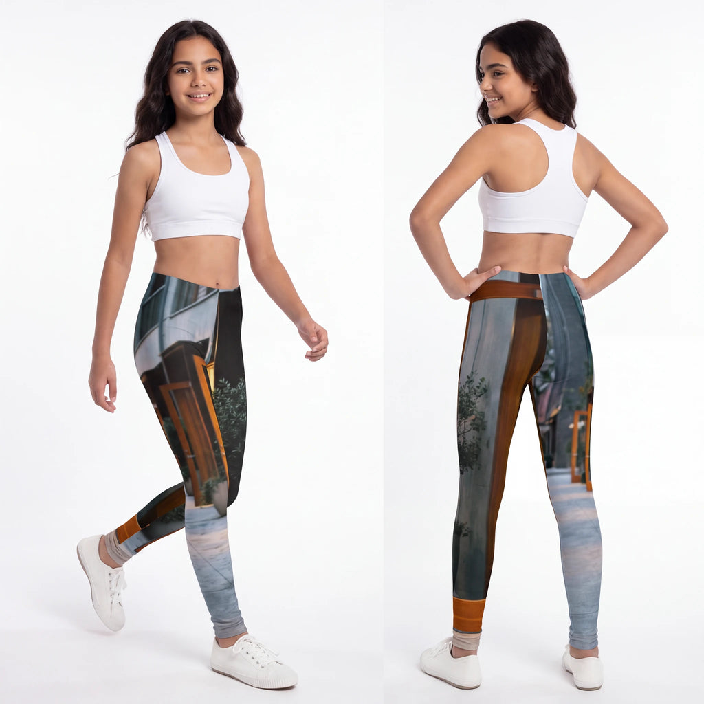 Youth Leggings - Twilight Promenade Architecture | Echovira...