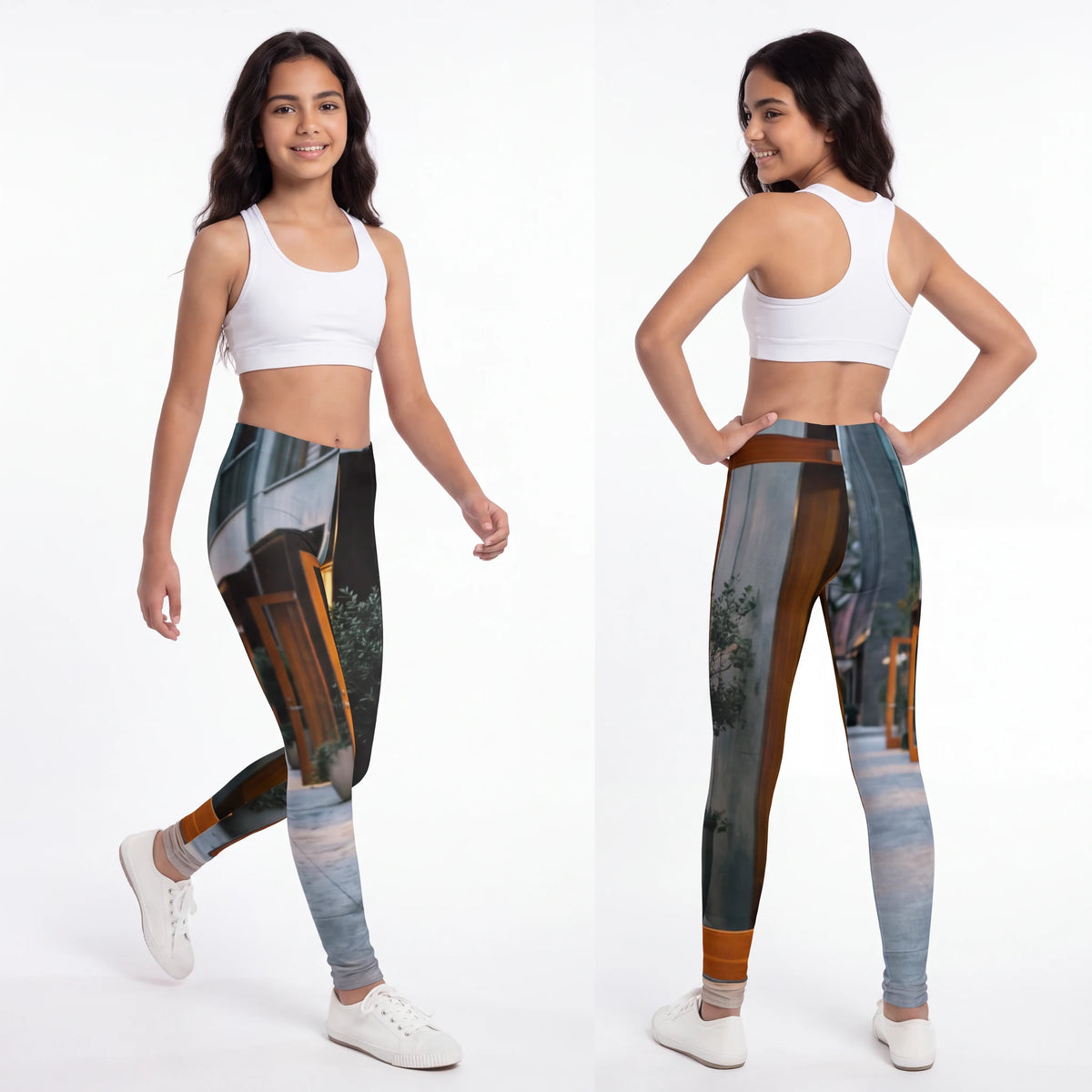 Youth Leggings - Twilight Promenade Architecture | Echovira...
