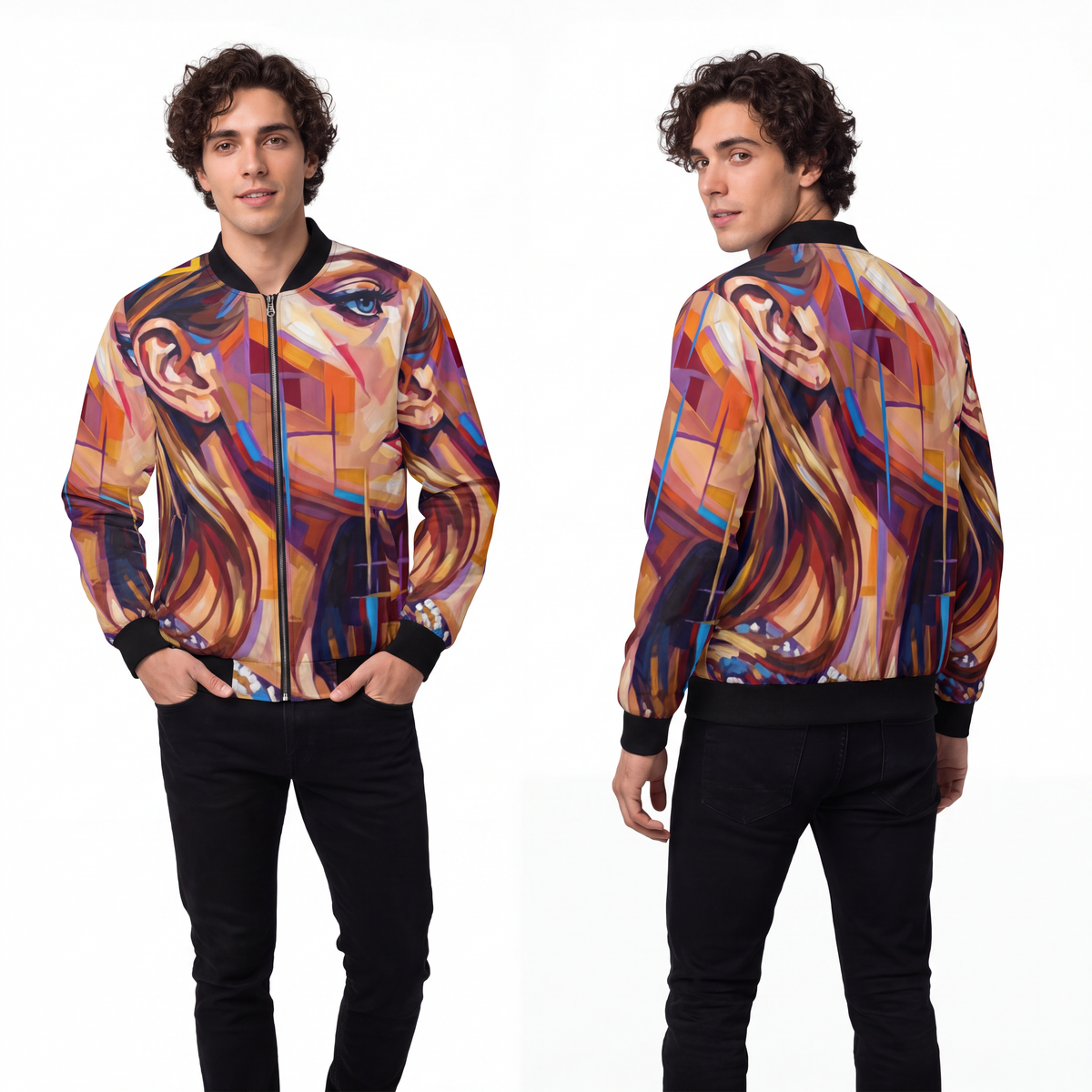 Men's Bomber Jacket - Shattered Elegance | Echovira Gallery
