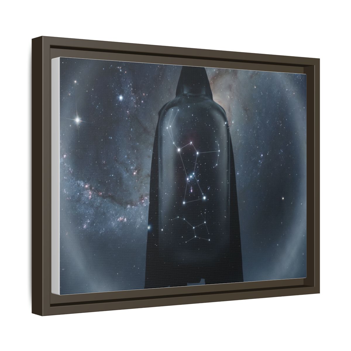Framed Matte Canvas - Cosmic Sentinel — Espresso / 1.25" (10×8, 12×9, 14×11, 16×12, 20×10, 18×12, 20×16, 24×16, 24×18, 36×12, 24×20, 32×16, 30×20, 30×24, 32×24, 48×16, 36×24, 48×24, 40×30, 60×20, 48×32, 60×30 & 60×40)