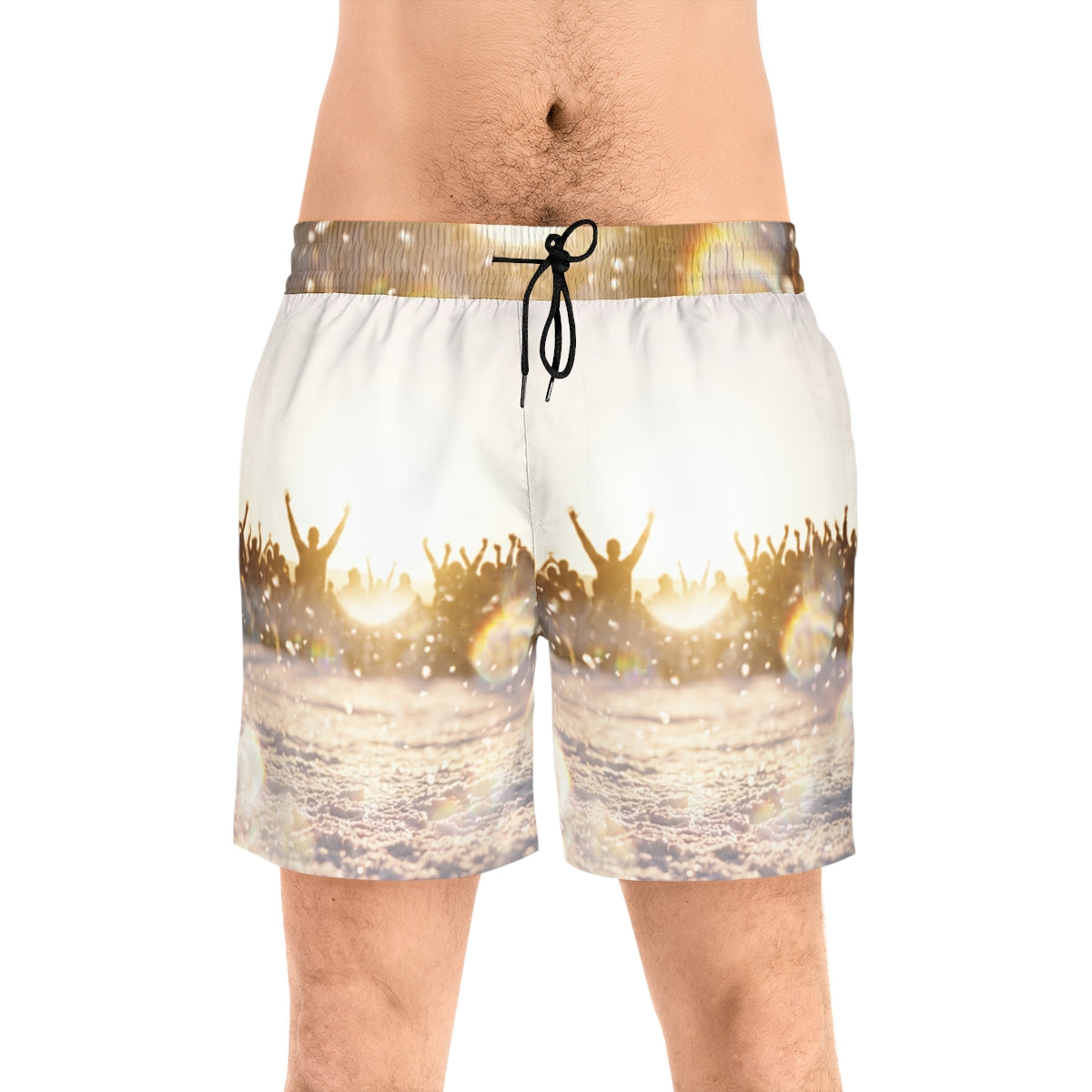 Men's Swim Shorts with Golden Hour Crowd Art