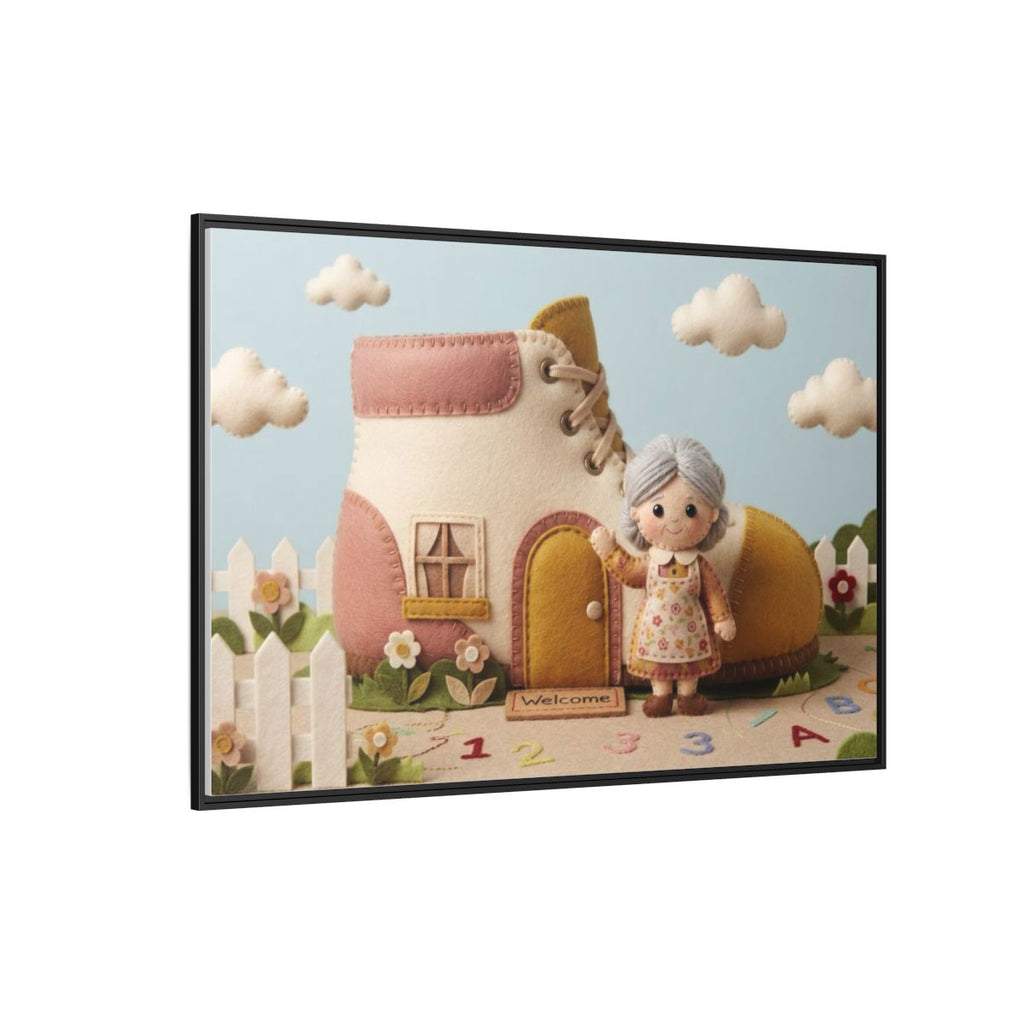 Matte Canvas - Framed Felted Shoe Cottage — Black / 1.25"......