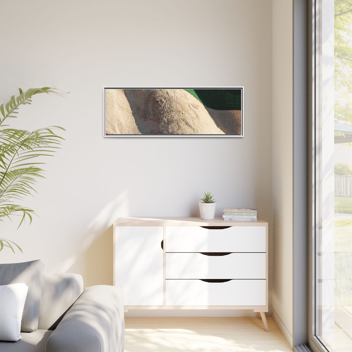 Matte Canvas, Framed - Vintage Persian Lion and Sun Heritage...