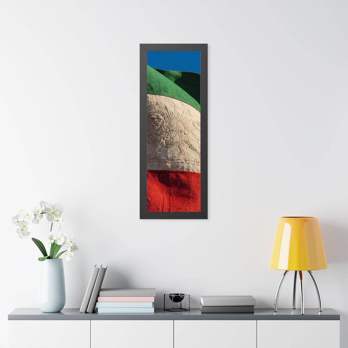Framed Vertical Poster - Vintage Persian Lion and Sun Flag...