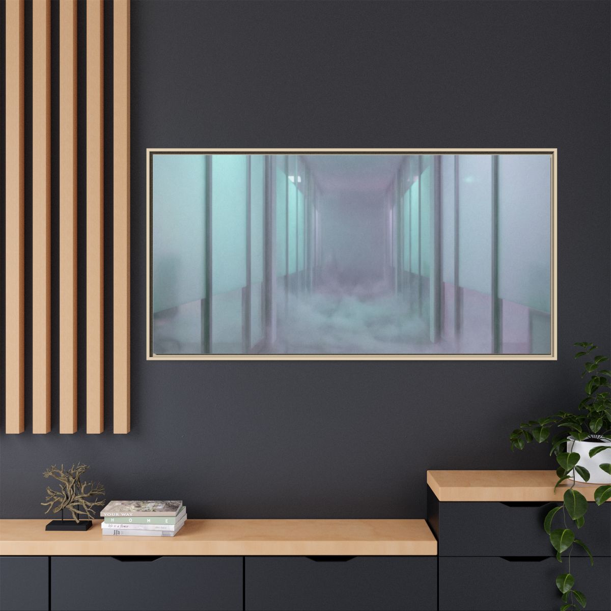 Matte Canvas, Framed - Liminal Corridor Fog Art Print —... |...