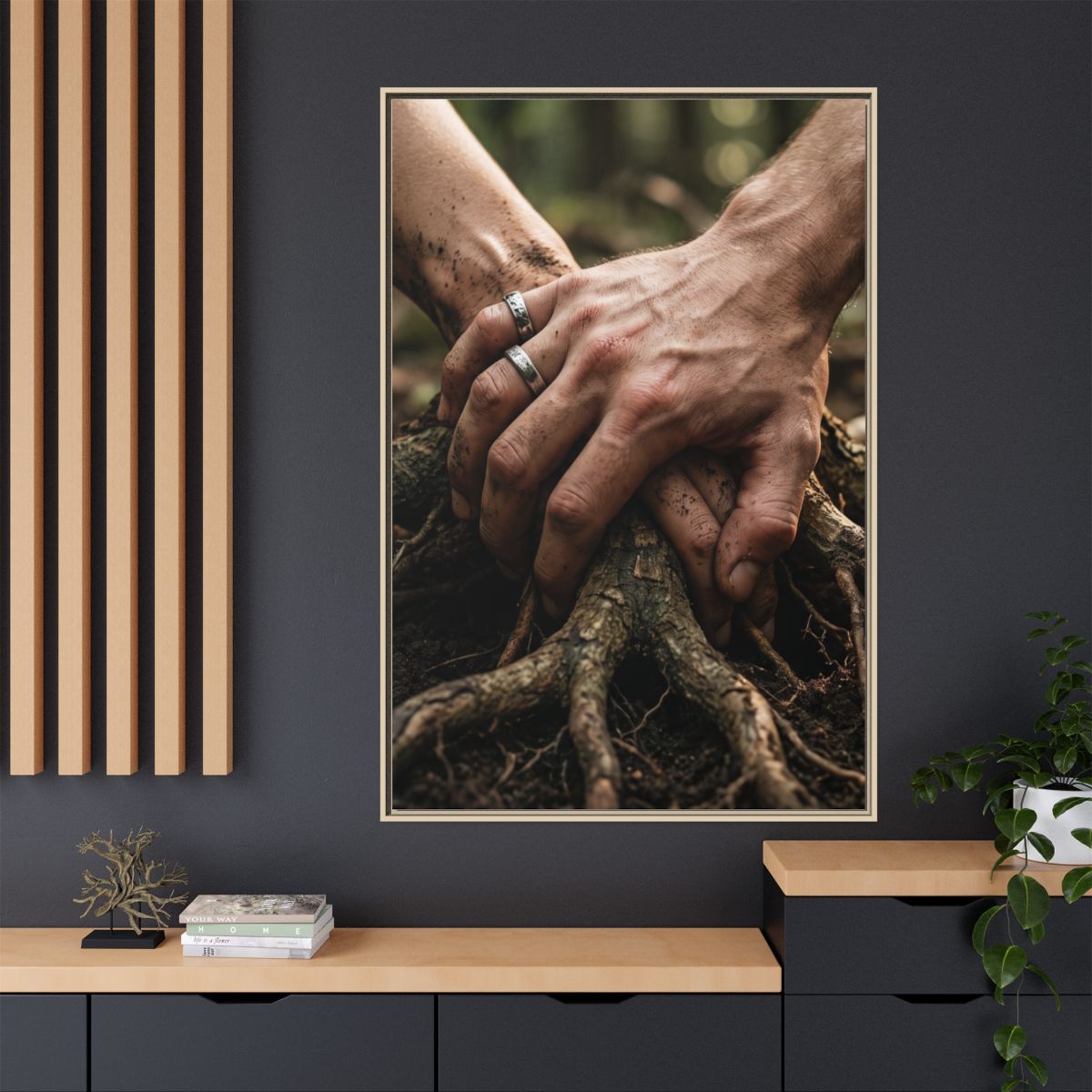 Framed Canvas Natural Frame Portrait Forest Roots