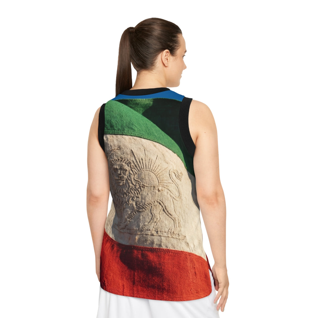 Unisex Basketball Jersey - Vintage Persian Lion and Sun Flag...