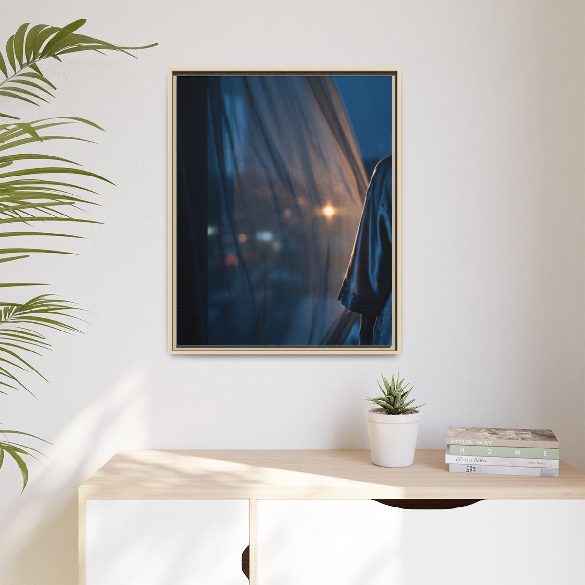 Matte Canvas, Framed - Nocturnal Solitude Silhouette —... |...