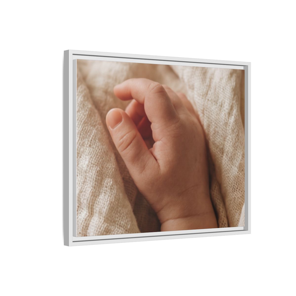 Framed Matte Canvas - Tender Newborn Hand (10×8, 12×9, 14×11, 16×12, 20×10, 18×12, 20×16, 24×16, 24×18, 36×12, 24×20, 32×16, 30×20, 30×24, 32×24, 48×16, 36×24, 48×24, 40×30, 60×20, 48×32, 60×30 & 60×40)