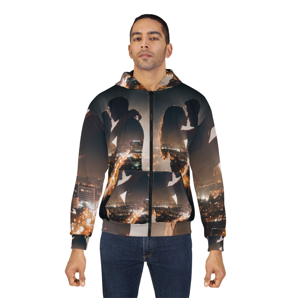 Men's Zip Hoodie - Midnight City Silhouette | Echovira...