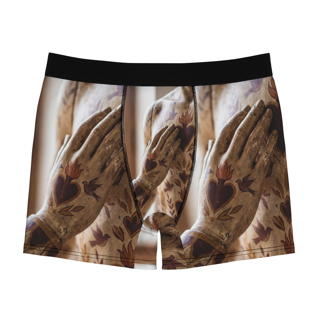 Men's Boxer Briefs - Sacred Heart Antique Folk Art Statue......